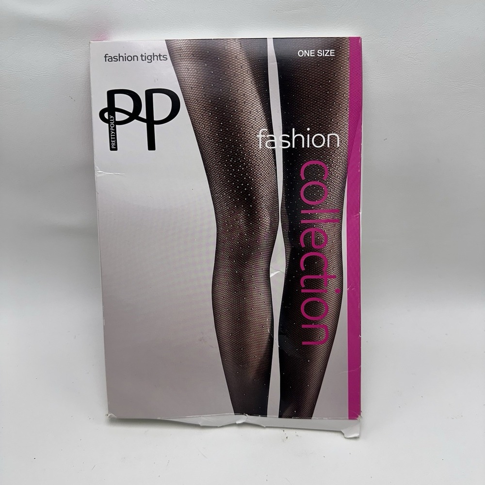 Pretty Polly Embellished Fishnet Tights One Size Black Jewel Fits 5'0"-5'10"